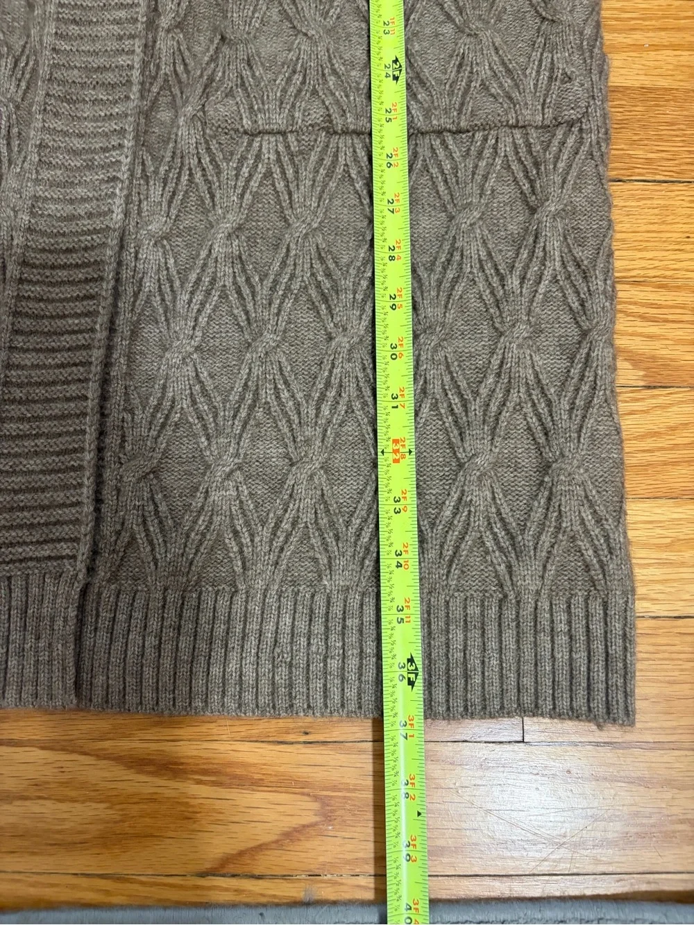 COMMENSE Diamond Stitch Knitting Longline Cardigan Denim Tan Oversized fit S - Picture 14 of 15